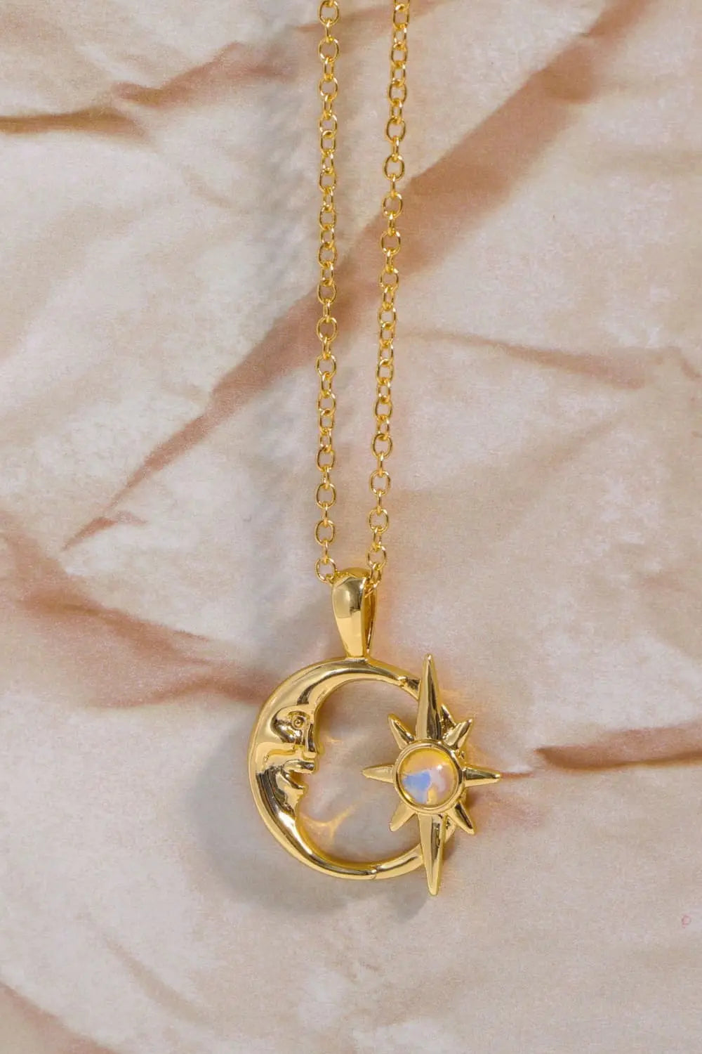 Lovcia Copper 14K Gold-Plated Moon & Star Shape Pendant Necklace-Necklaces-Gold-One Size-Gold