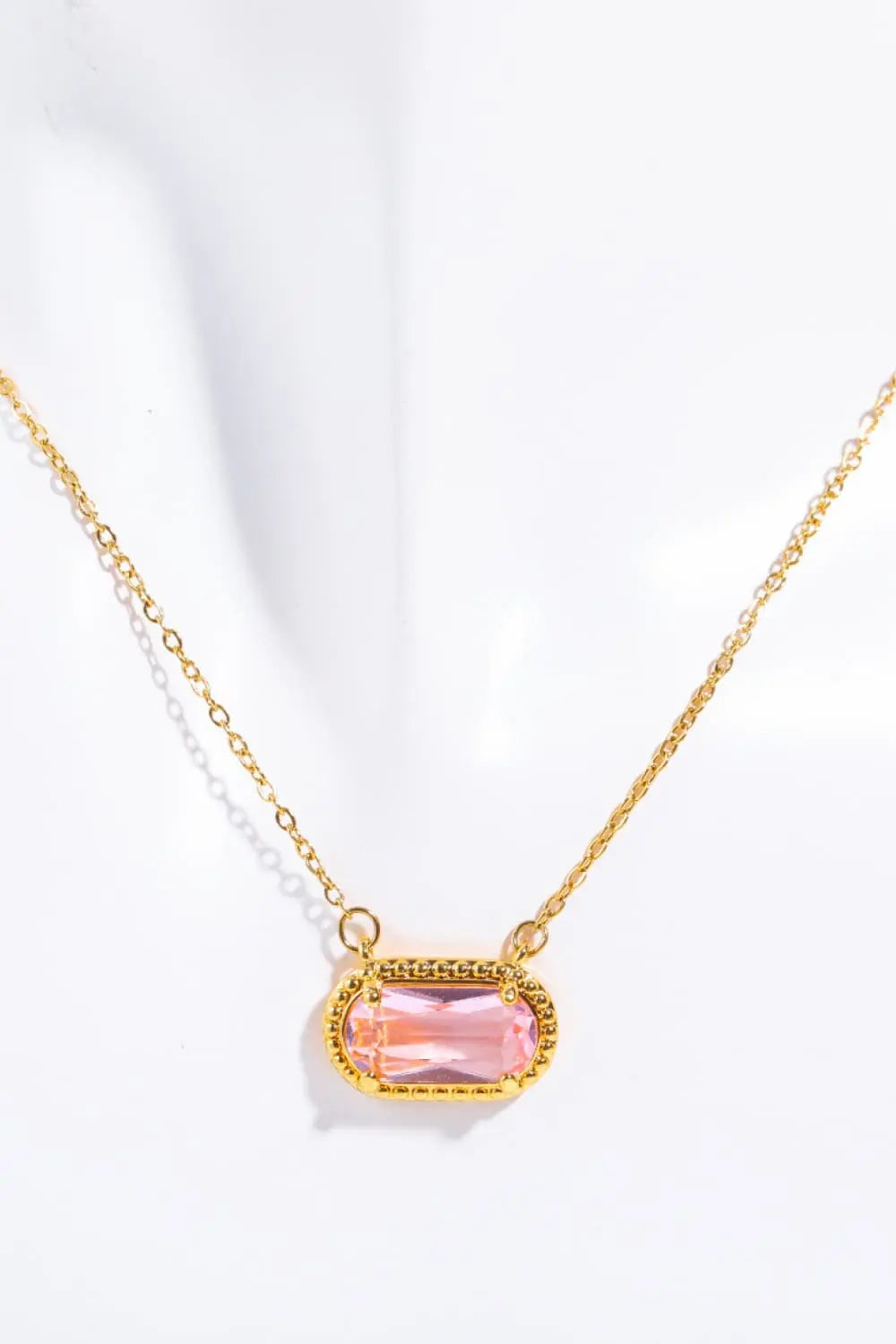 Lovcia Copper 14K Gold-Plated Pendant Necklace-Necklaces-Carnation Pink-One Size-Carnation Pink