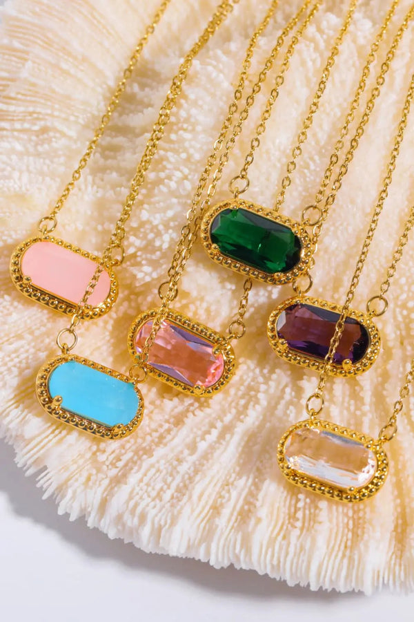 Lovcia Copper 14K Gold-Plated Pendant Necklace-Necklaces-Green-One Size-Green