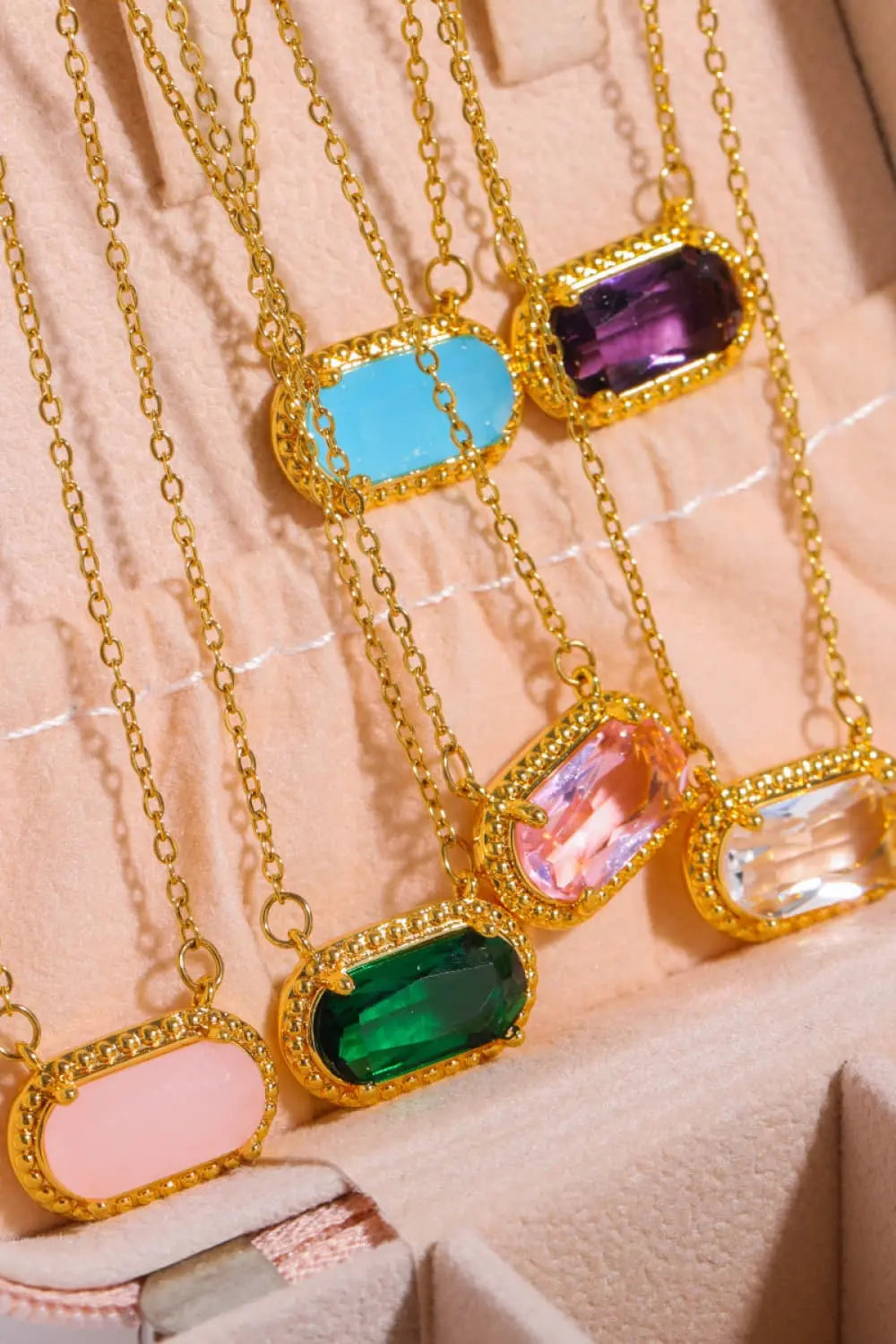 Lovcia Copper 14K Gold-Plated Pendant Necklace-Necklaces-Green-One Size-Green