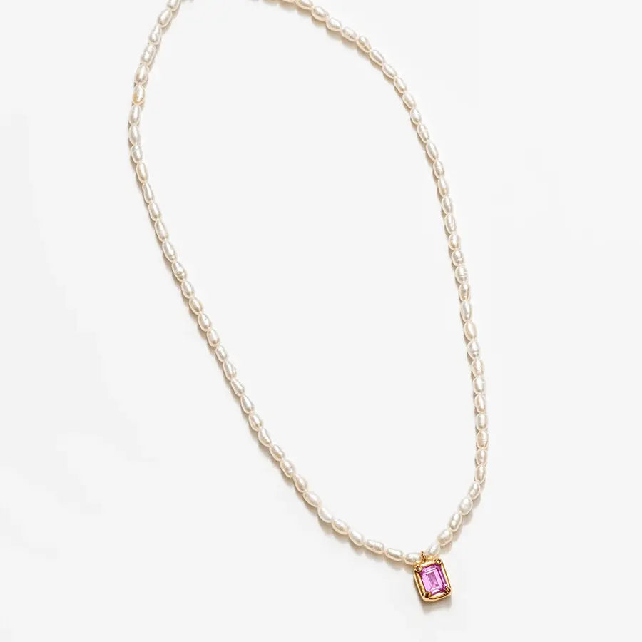 Lovcia Copper Imitation Pearl Pendant Necklace-Necklaces-Fuchsia Pink-One Size-Fuchsia Pink