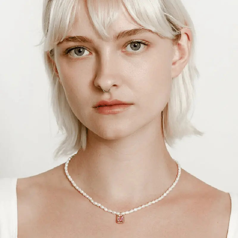 Lovcia Copper Imitation Pearl Pendant Necklace-Necklaces-Fuchsia Pink-One Size-Fuchsia Pink