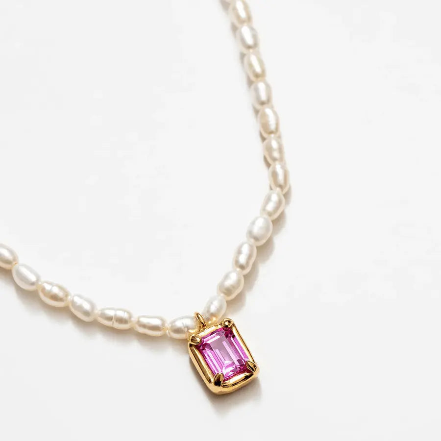 Lovcia Copper Imitation Pearl Pendant Necklace-Necklaces-Fuchsia Pink-One Size-Fuchsia Pink