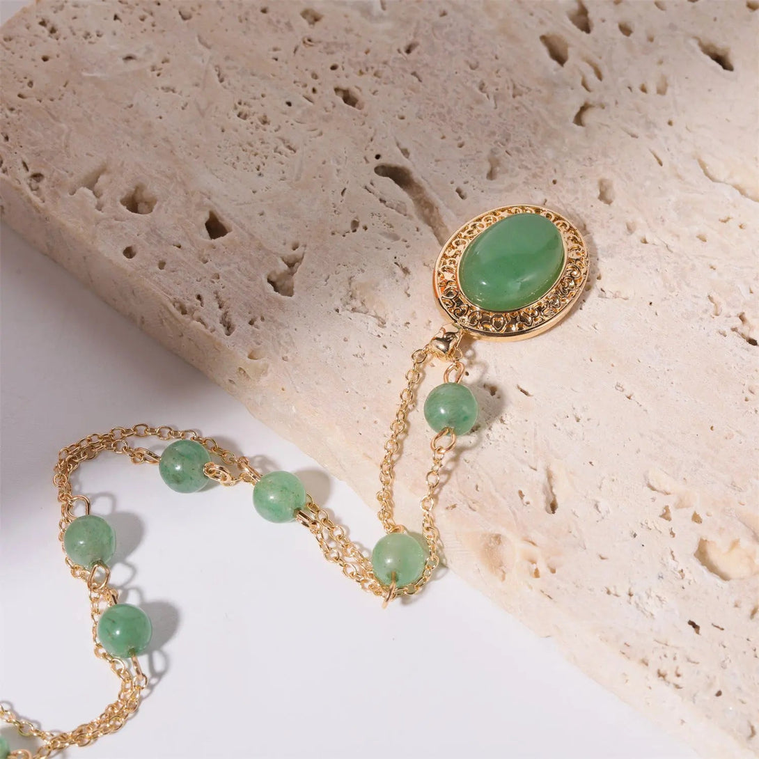 Lovcia Copper Natural Crystal Pendant Necklace-Necklaces-Mint Green-One Size-Mint Green
