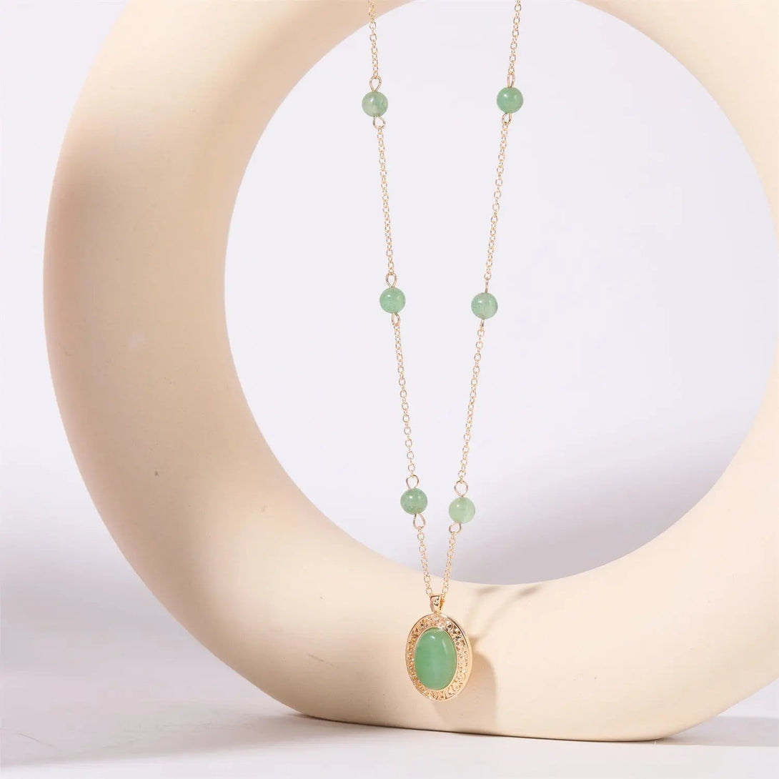 Lovcia Copper Natural Crystal Pendant Necklace-Necklaces-Mint Green-One Size-Mint Green