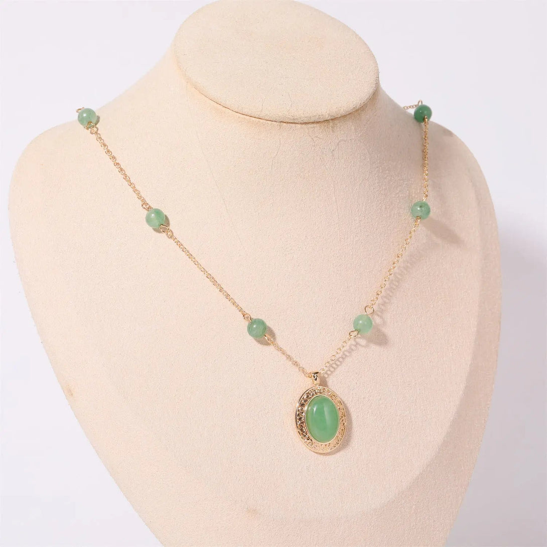 Lovcia Copper Natural Crystal Pendant Necklace-Necklaces-Mint Green-One Size-Mint Green