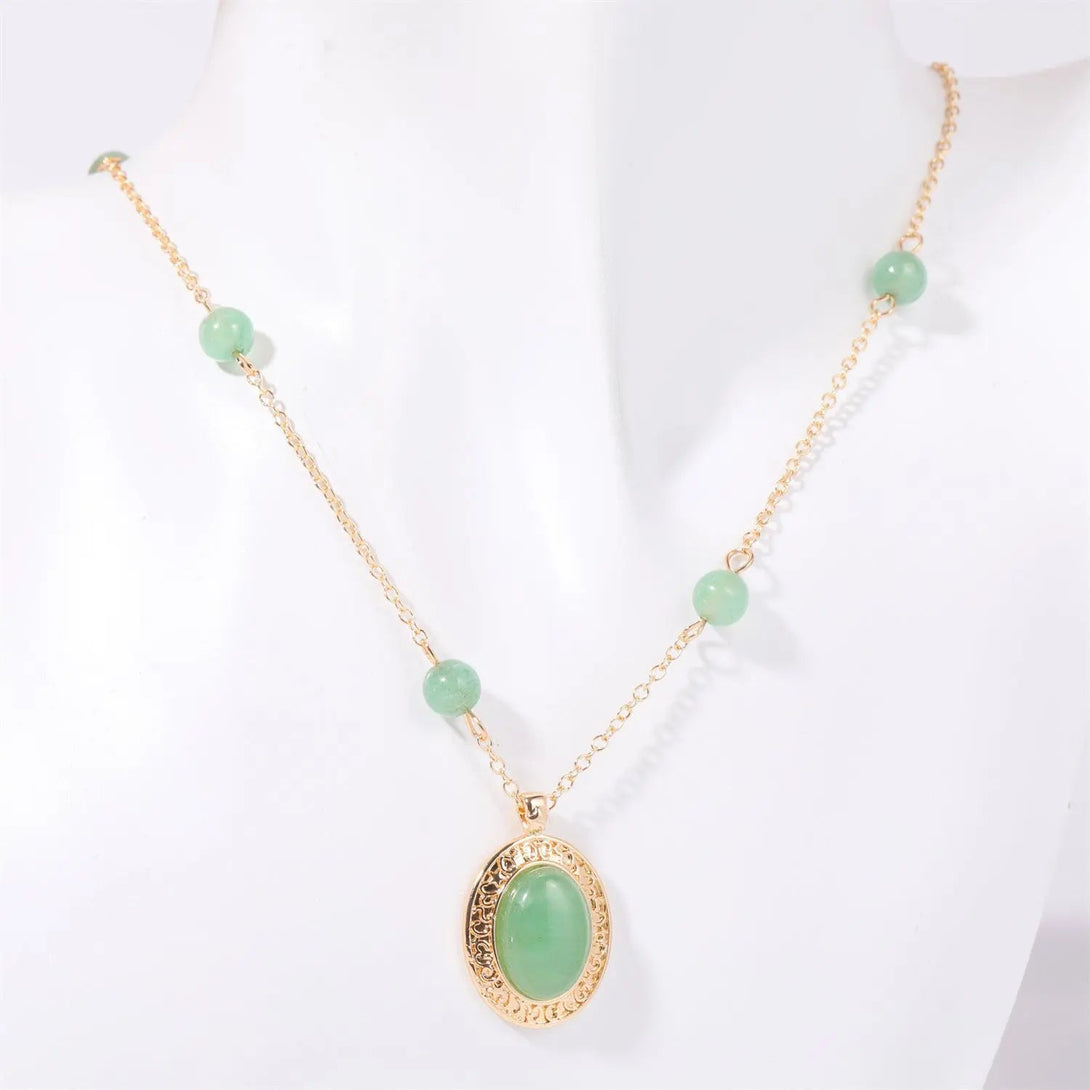 Lovcia Copper Natural Crystal Pendant Necklace-Necklaces-Mint Green-One Size-Mint Green
