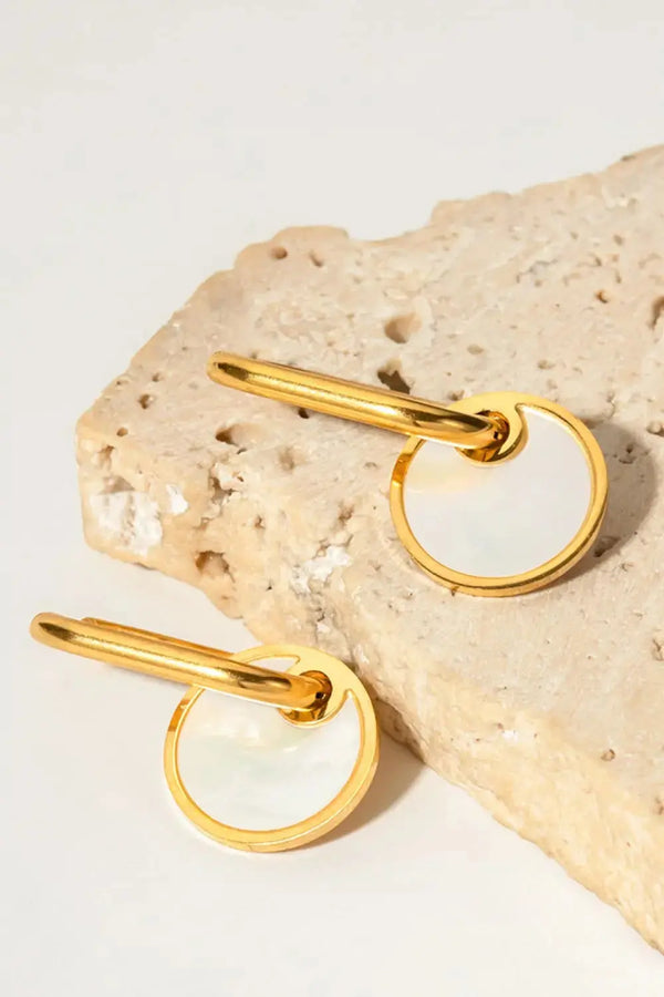Lovcia Copper White Mother-Of-Pearl Drop Earrings-Earrings-Gold-One Size-Gold