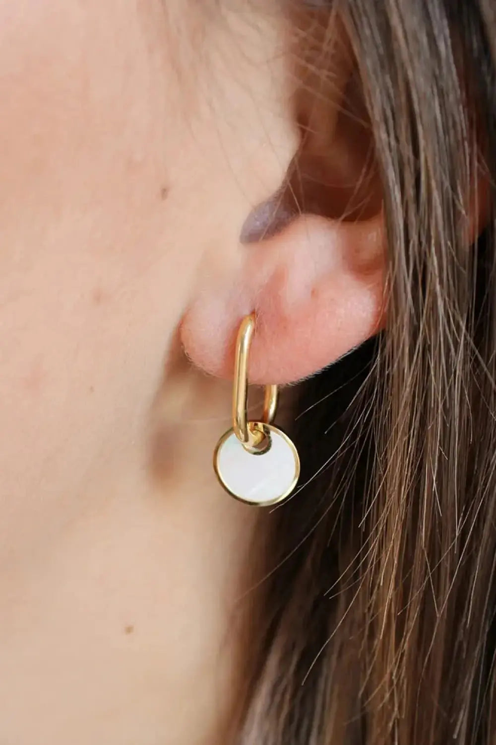 Lovcia Copper White Mother-Of-Pearl Drop Earrings-Earrings-Gold-One Size-Gold