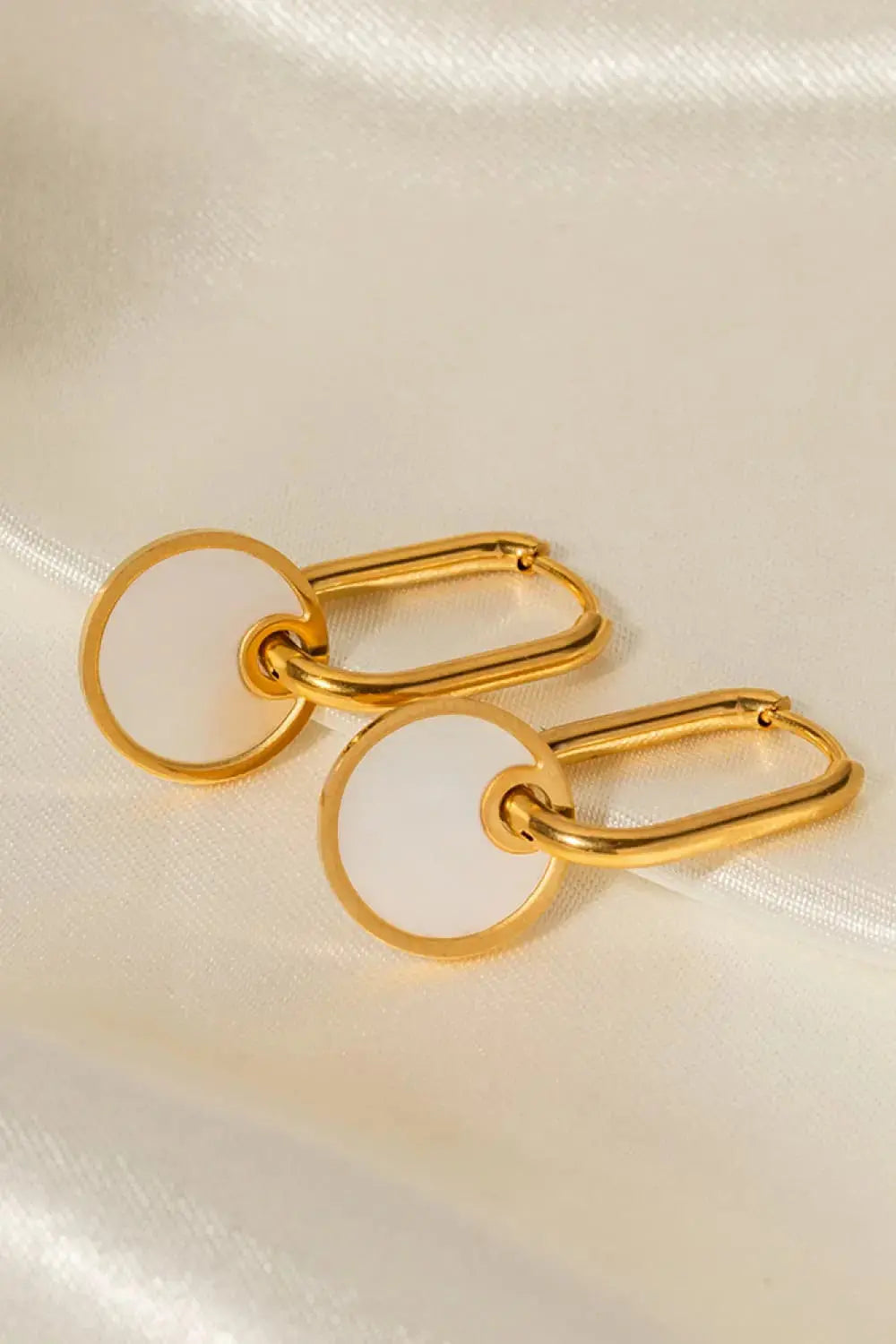 Lovcia Copper White Mother-Of-Pearl Drop Earrings-Earrings-Gold-One Size-Gold