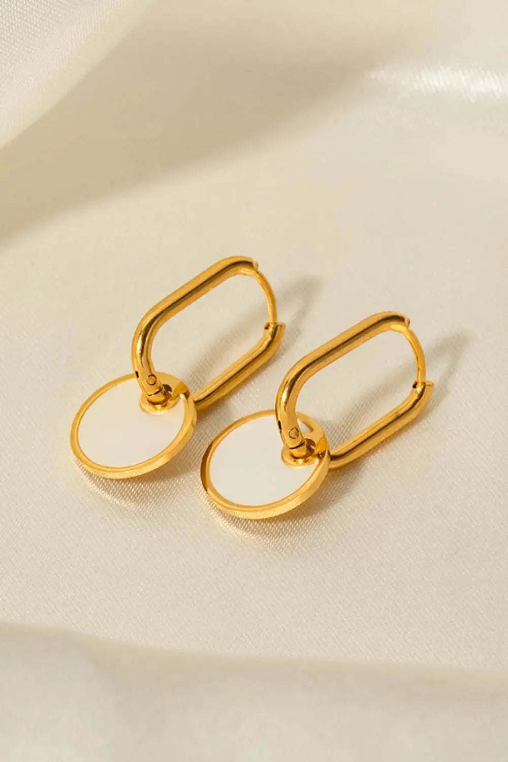 Lovcia Copper White Mother-Of-Pearl Drop Earrings-Earrings-Gold-One Size-Gold