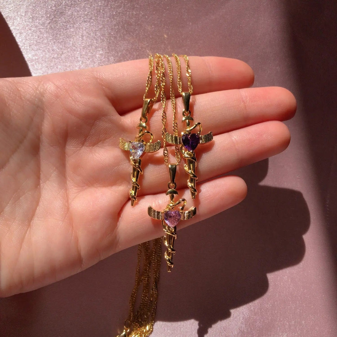 Lovcia Copper Zircon Cross Pendant Necklace-Necklaces-Style A-One Size-Style A