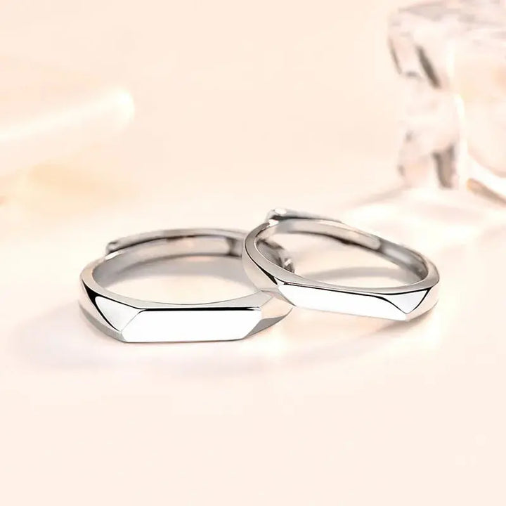 LOVCIA Simple Geometry Personalized 925 Sterling Silver Adjustable Promise Ring