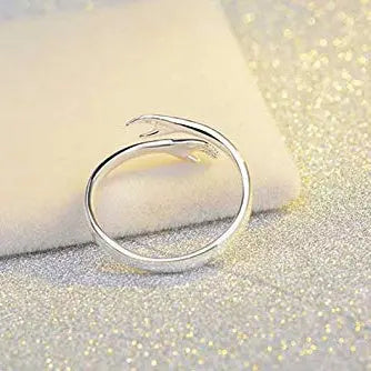 LOVCIA Sterling Silver Hug Ring - Elegant Hand Embrace Adjustable Love Ring for Women and Men