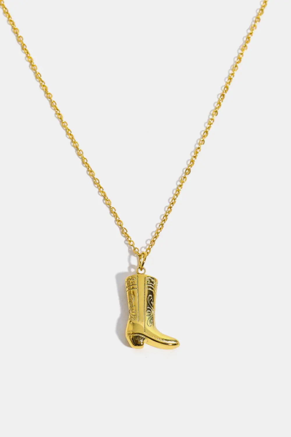 Lovcia Cowboy Boot Pendant Stainless Steel Necklace-Necklaces-Gold-One Size-Gold