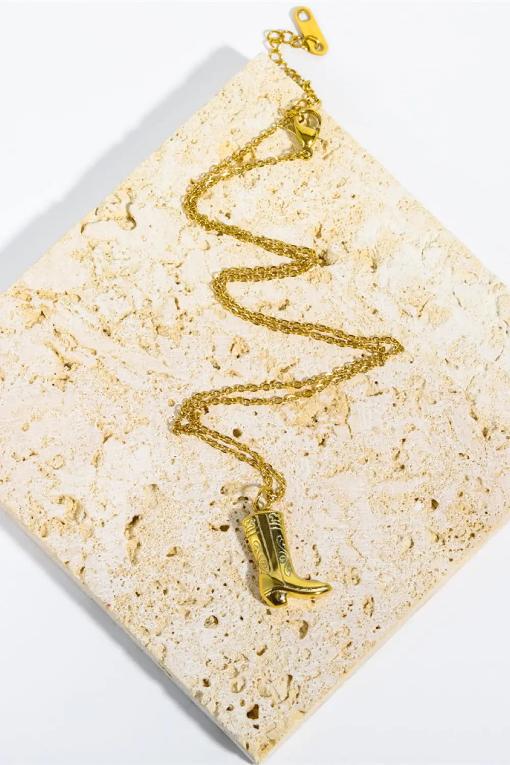 Lovcia Cowboy Boot Pendant Stainless Steel Necklace-Necklaces-Gold-One Size-Gold