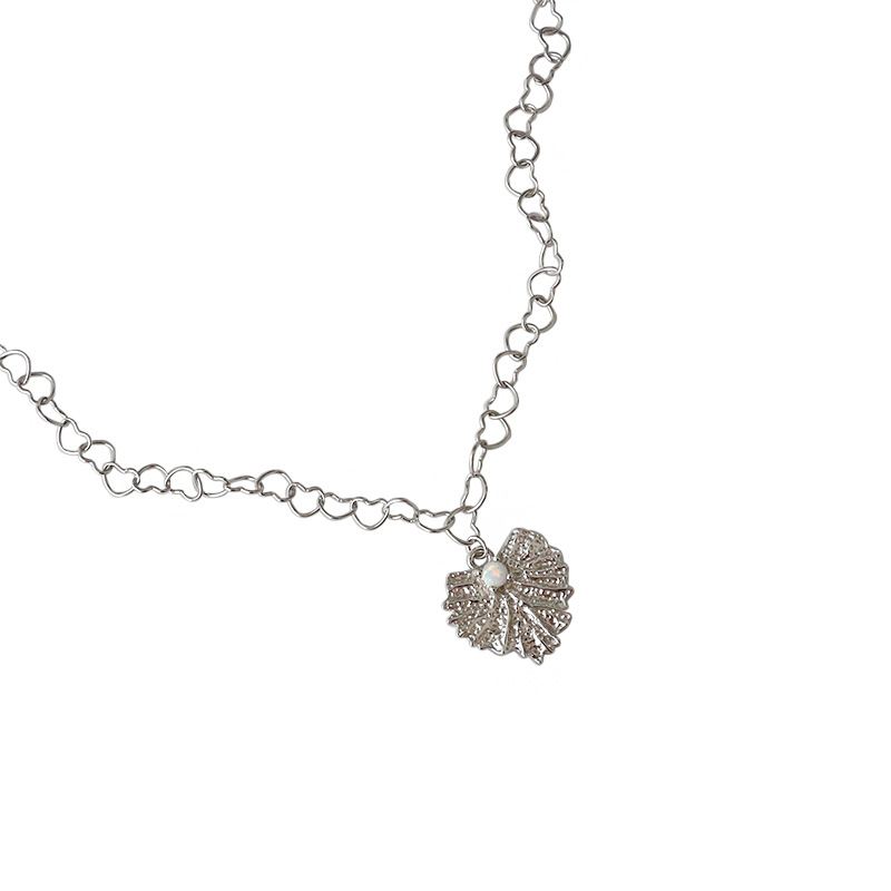 Lovcia Created Opal Leaf Pendant Necklace 455mm Gold Plated-Necklaces-Yellow Gold-