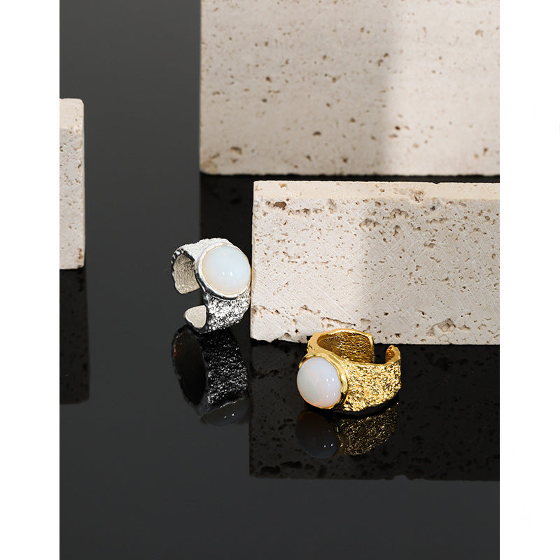Lovcia Created Opal Ring Open Adjustable 18K Gold Plated-Rings-Yellow Gold-Yellow Gold