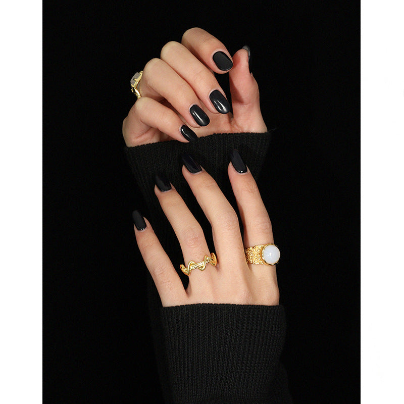 Lovcia Created Opal Ring Open Adjustable 18K Gold Plated-Rings-Yellow Gold-Yellow Gold