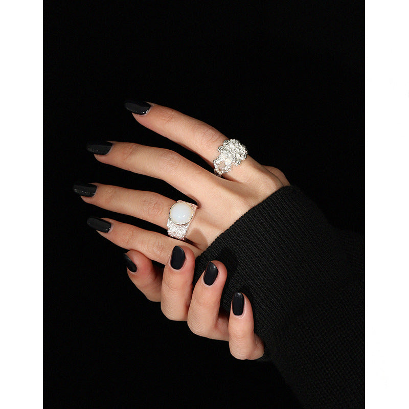 Lovcia Created Opal Ring Open Adjustable 18K Gold Plated-Rings-Yellow Gold-Yellow Gold