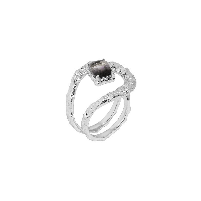 Lovcia Created Tourmaline Double Layer Gold Adjustable Ring-Rings-Yellow Gold-Yellow Gold