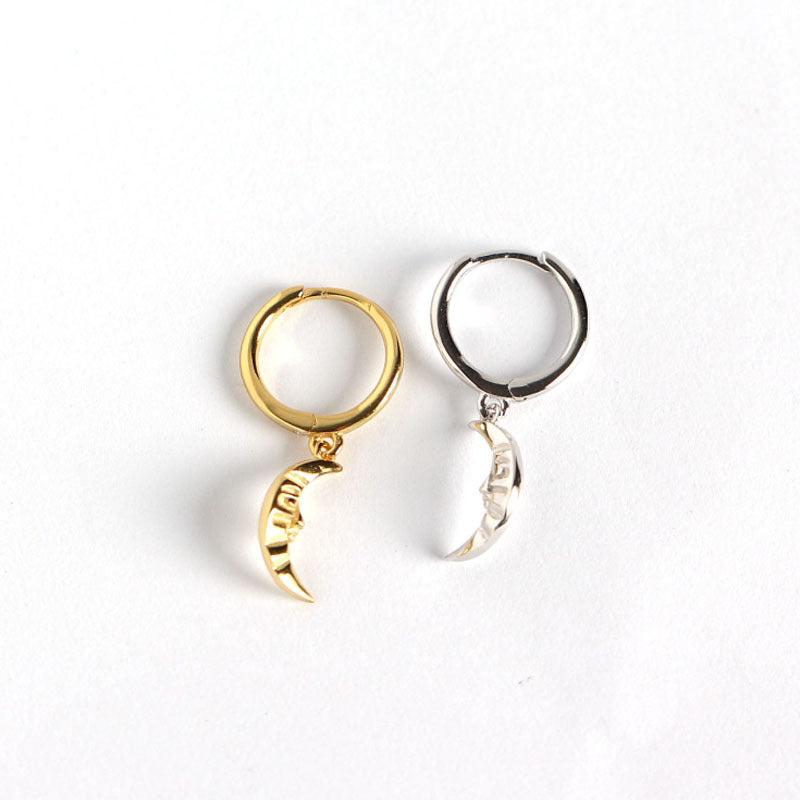 Lovcia Crescent Moon Hoop Earrings 925 Silver Goldtone-Earrings-Yellow Gold-Yellow Gold