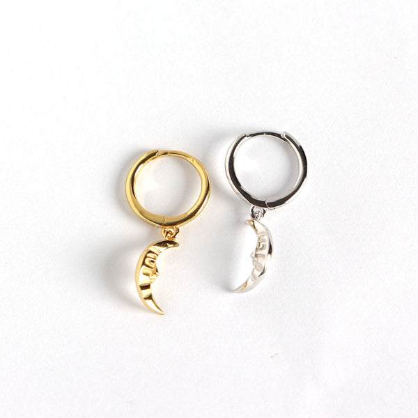 Lovcia Crescent Moon Hoop Earrings 925 Silver Goldtone-Earrings-Yellow Gold-