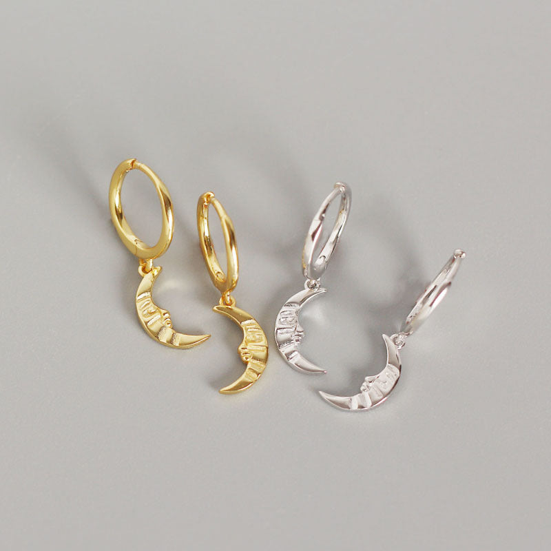 Lovcia Crescent Moon Hoop Earrings 925 Silver Goldtone-Earrings-Yellow Gold-Yellow Gold