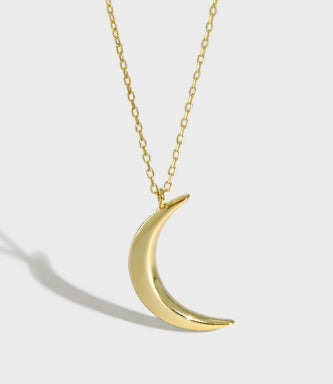 Lovcia Crescent Moon Necklace 925 Silver Gold Plated-Necklaces-Yellow Gold-Yellow Gold