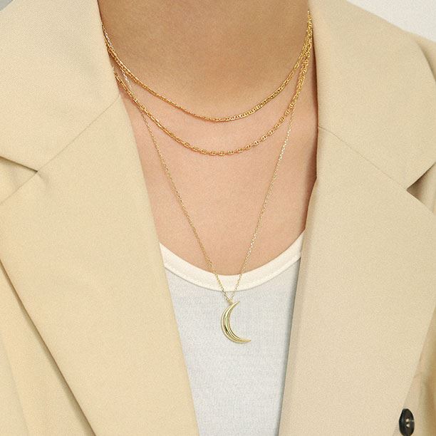 Lovcia Crescent Moon Necklace 925 Silver Gold Plated-Necklaces-Yellow Gold-Yellow Gold
