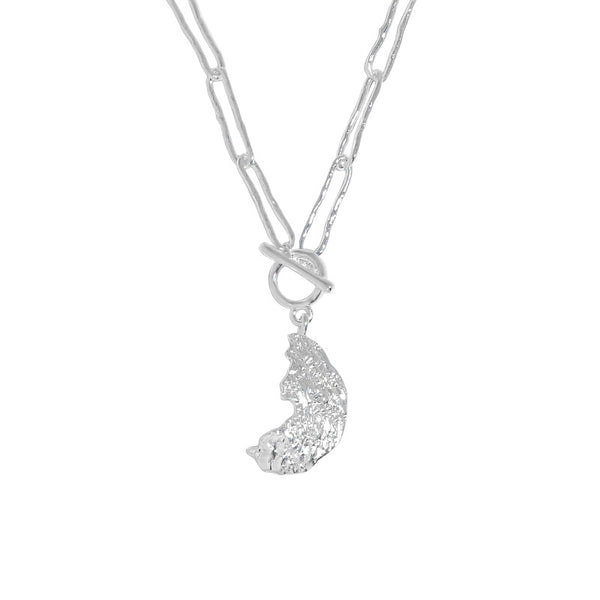 Lovcia Crescent Moon Necklace 925 Sterling Silver 46.5cm-Necklaces-Rhodium-Rhodium