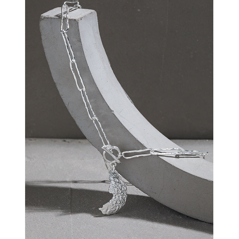Lovcia Crescent Moon Necklace 925 Sterling Silver 46.5cm-Necklaces-Rhodium-Rhodium