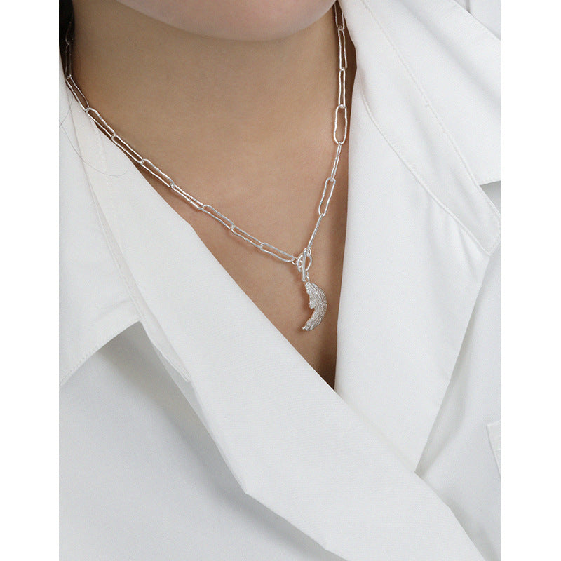 Lovcia Crescent Moon Necklace 925 Sterling Silver 46.5cm-Necklaces-Rhodium-Rhodium