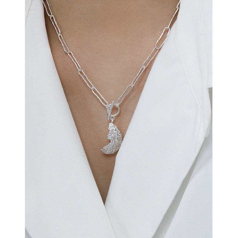 Lovcia Crescent Moon Necklace 925 Sterling Silver 46.5cm-Necklaces-Rhodium-Rhodium