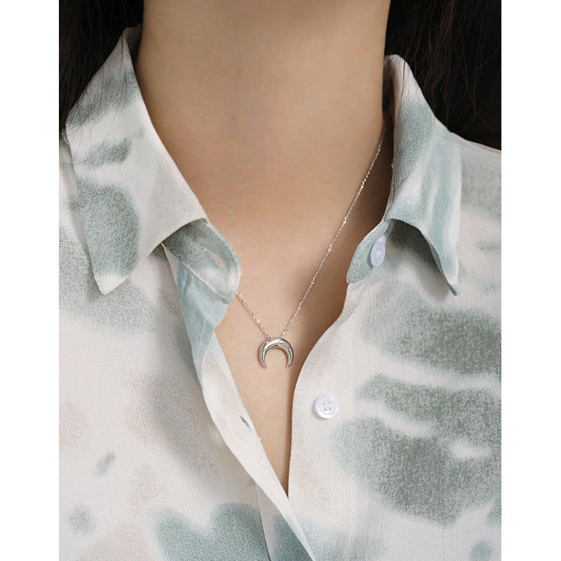 Lovcia Crescent Moon Necklace 925 Sterling Silver Gold Tone-Necklaces-Yellow Gold-Yellow Gold