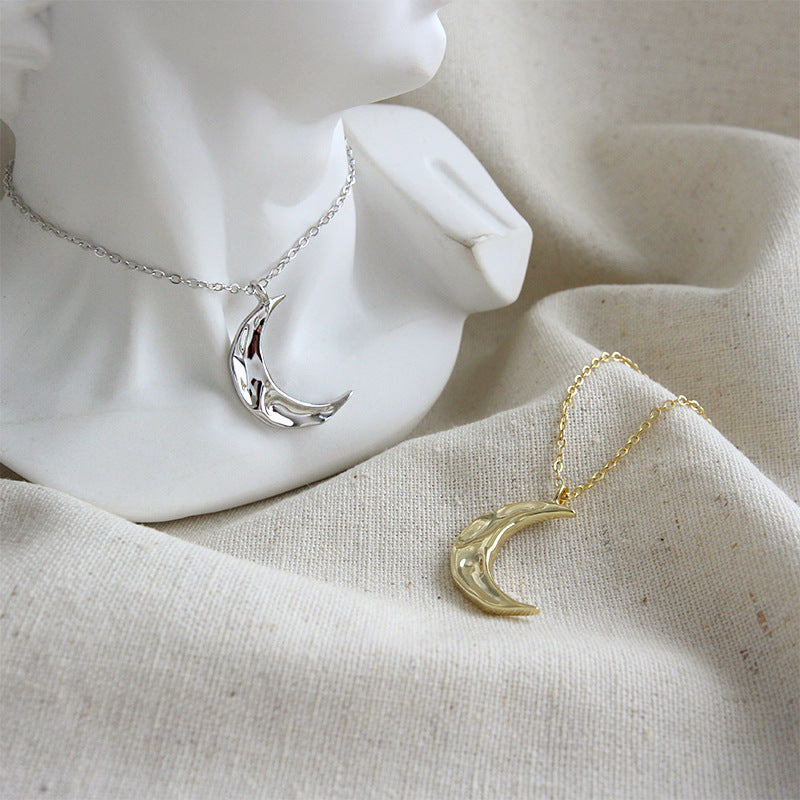 Lovcia Crescent Moon Necklace 925 Sterling Silver Gold-Necklaces-Yellow Gold-Yellow Gold