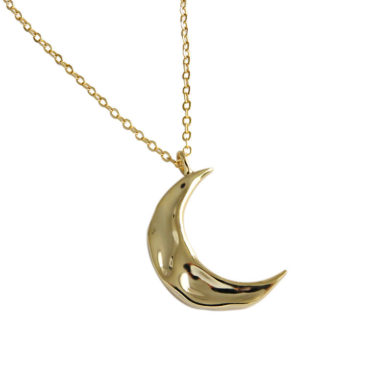 Lovcia Crescent Moon Necklace 925 Sterling Silver Gold-Necklaces-Yellow Gold-Yellow Gold