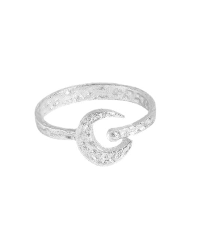 Lovcia Crescent Moon Ring 925 Sterling Silver Adjustable-Rings-Rhodium-Rhodium