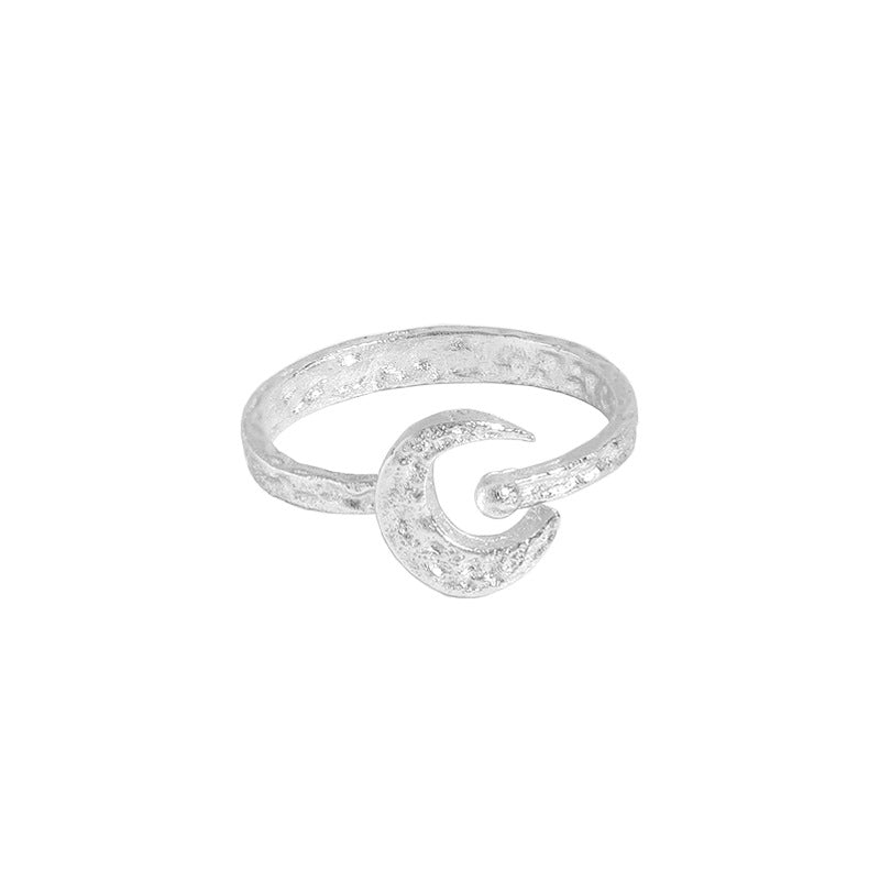 Lovcia Crescent Moon Ring 925 Sterling Silver Adjustable-Rings-Yellow Gold-Yellow Gold
