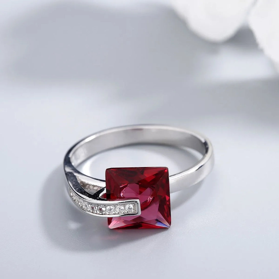 Lovcia Crimson Crown 925 Sterling Silver Inlaid Zircon Ring for Women - Silver-6- - Buy latest trendy Rings for Women and Girls