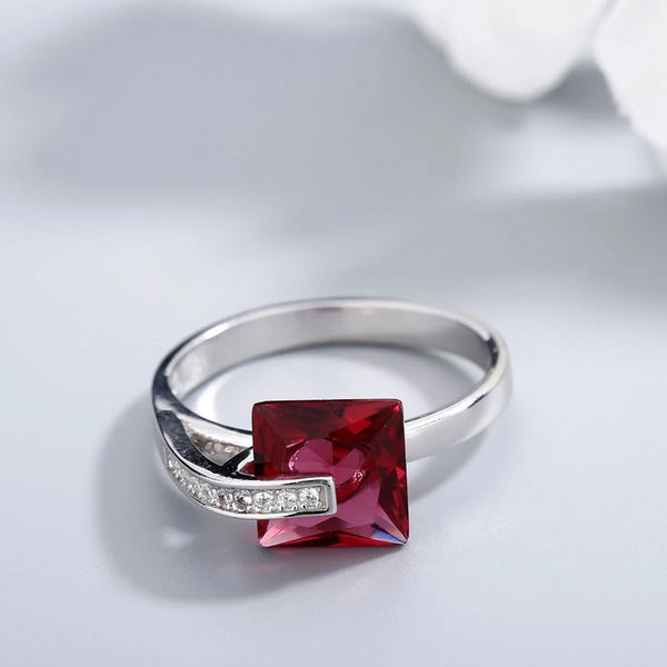 Lovcia Crimson Crown 925 Sterling Silver Inlaid Zircon Ring for Women - Silver-6- - Buy latest trendy Rings for Women and Girls