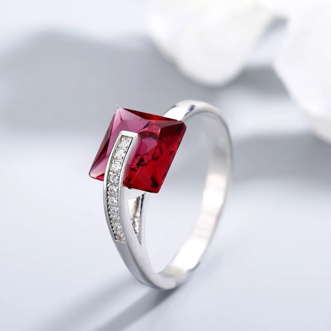 Lovcia Crimson Crown 925 Sterling Silver Inlaid Zircon Ring for Women - Silver-6- - Buy latest trendy Rings for Women and Girls