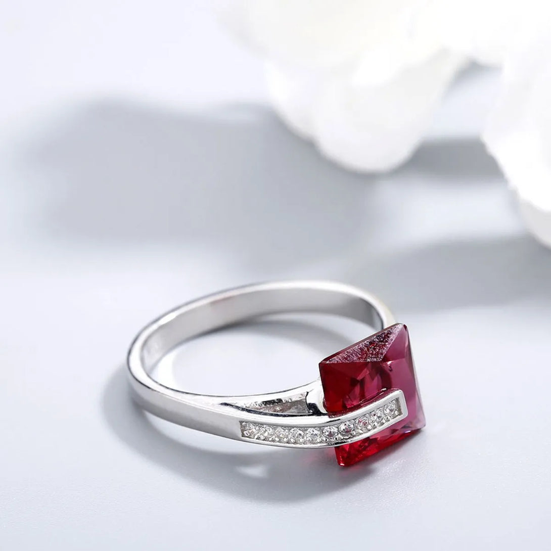 Lovcia Crimson Crown 925 Sterling Silver Inlaid Zircon Ring for Women - Silver-6- - Buy latest trendy Rings for Women and Girls