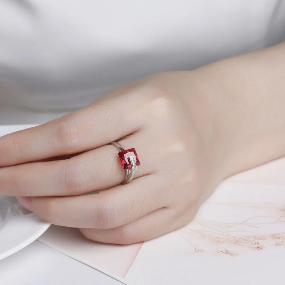Lovcia Crimson Crown 925 Sterling Silver Inlaid Zircon Ring for Women - Silver-6- - Buy latest trendy Rings for Women and Girls