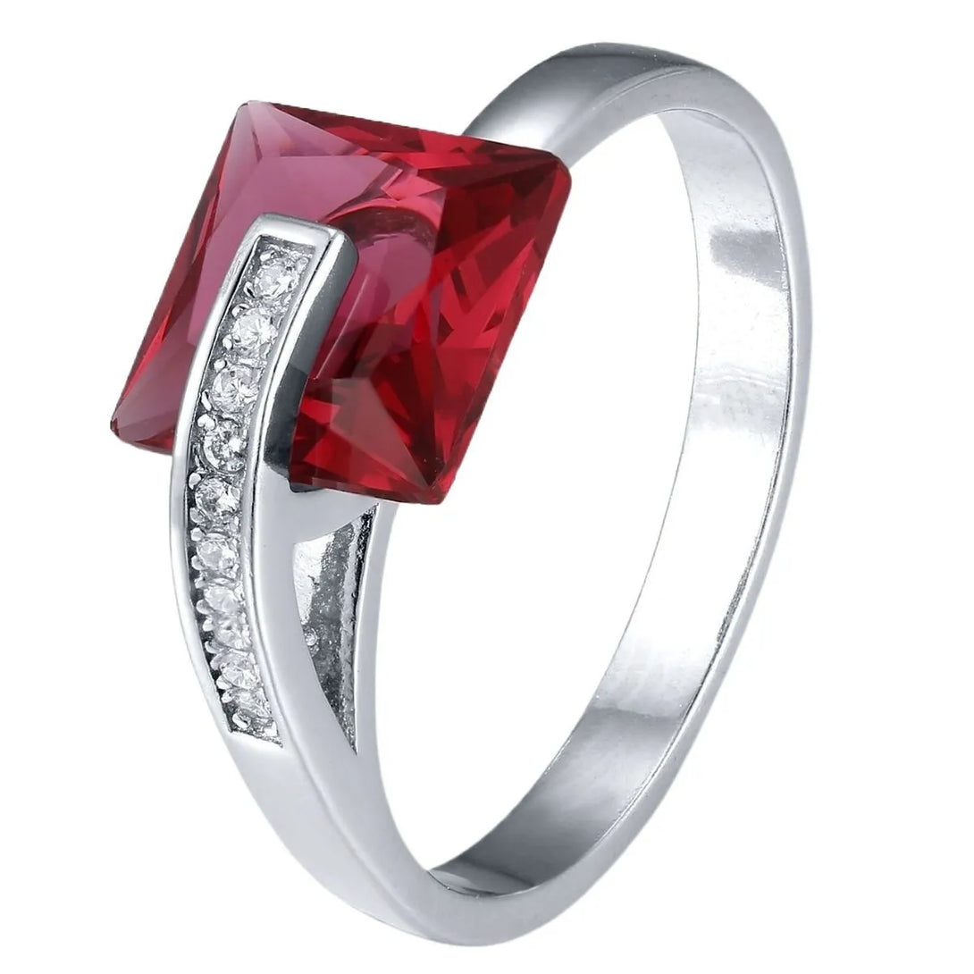 Lovcia Crimson Crown 925 Sterling Silver Inlaid Zircon Ring for Women - Silver-6- - Buy latest trendy Rings for Women and Girls