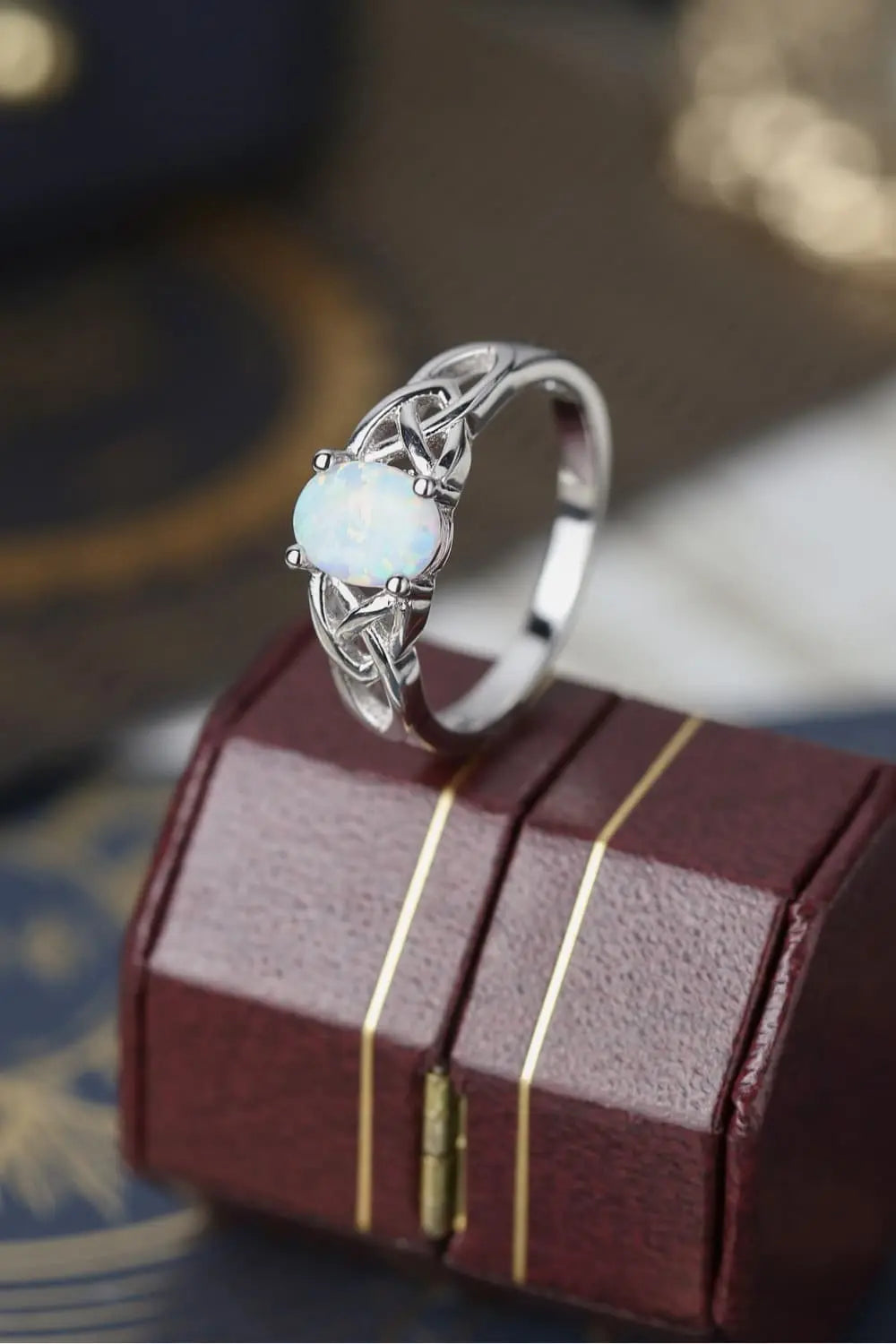 Lovcia Crisscross 4-Prong Opal Ring-Rings-Sky Blue-6-Sky Blue