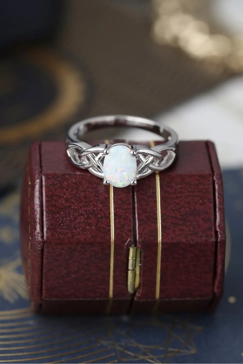 Lovcia Crisscross 4-Prong Opal Ring-Rings-Sky Blue-6-Sky Blue