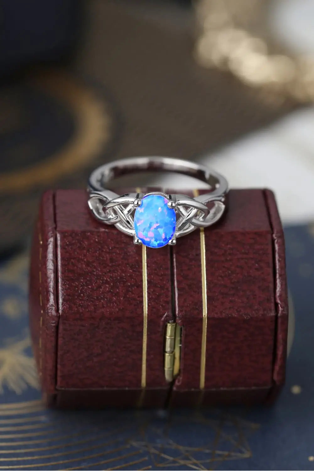 Lovcia Crisscross 4-Prong Opal Ring-Rings-Sky Blue-6-Sky Blue