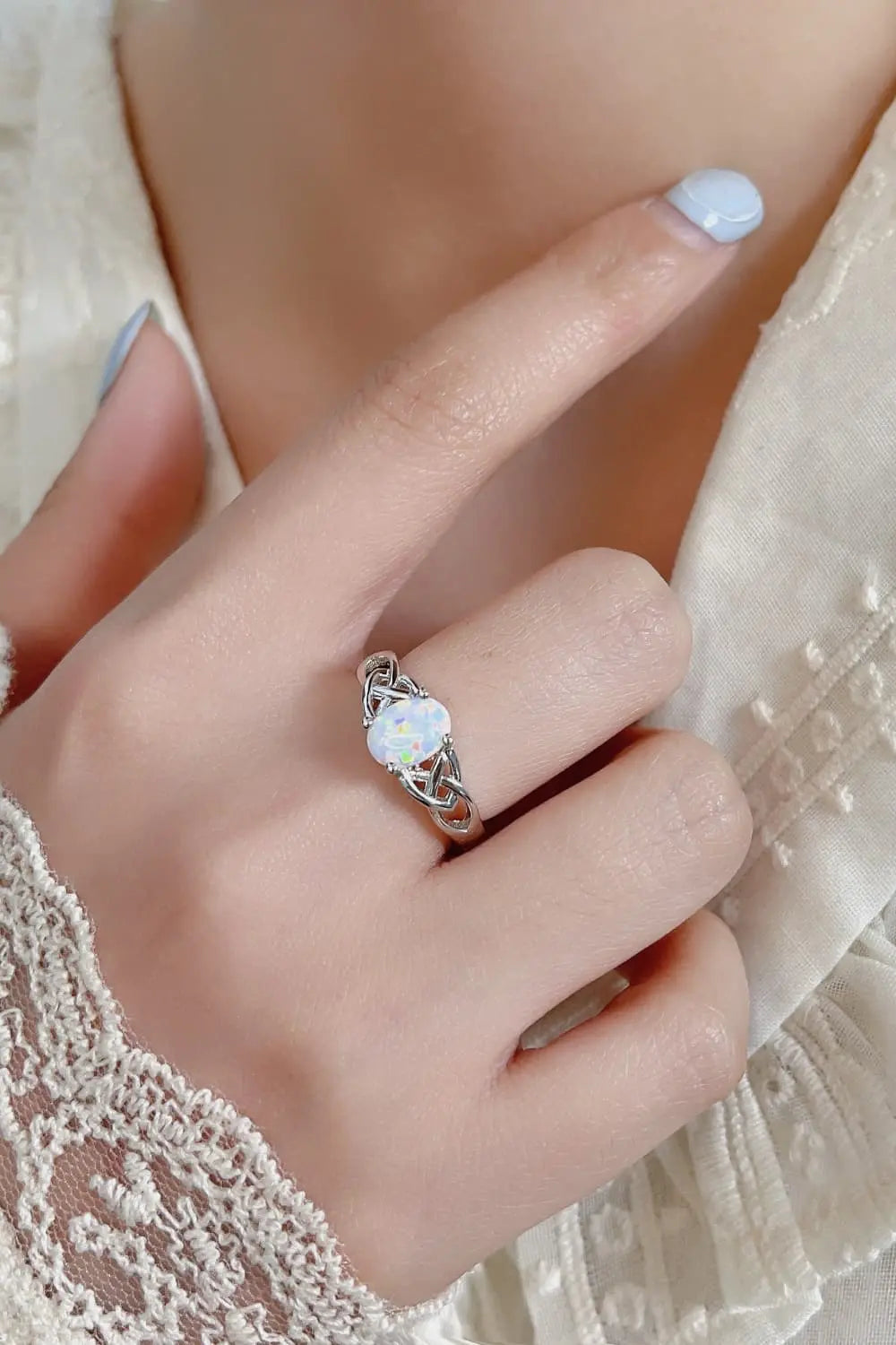 Lovcia Crisscross 4-Prong Opal Ring-Rings-White-6-White