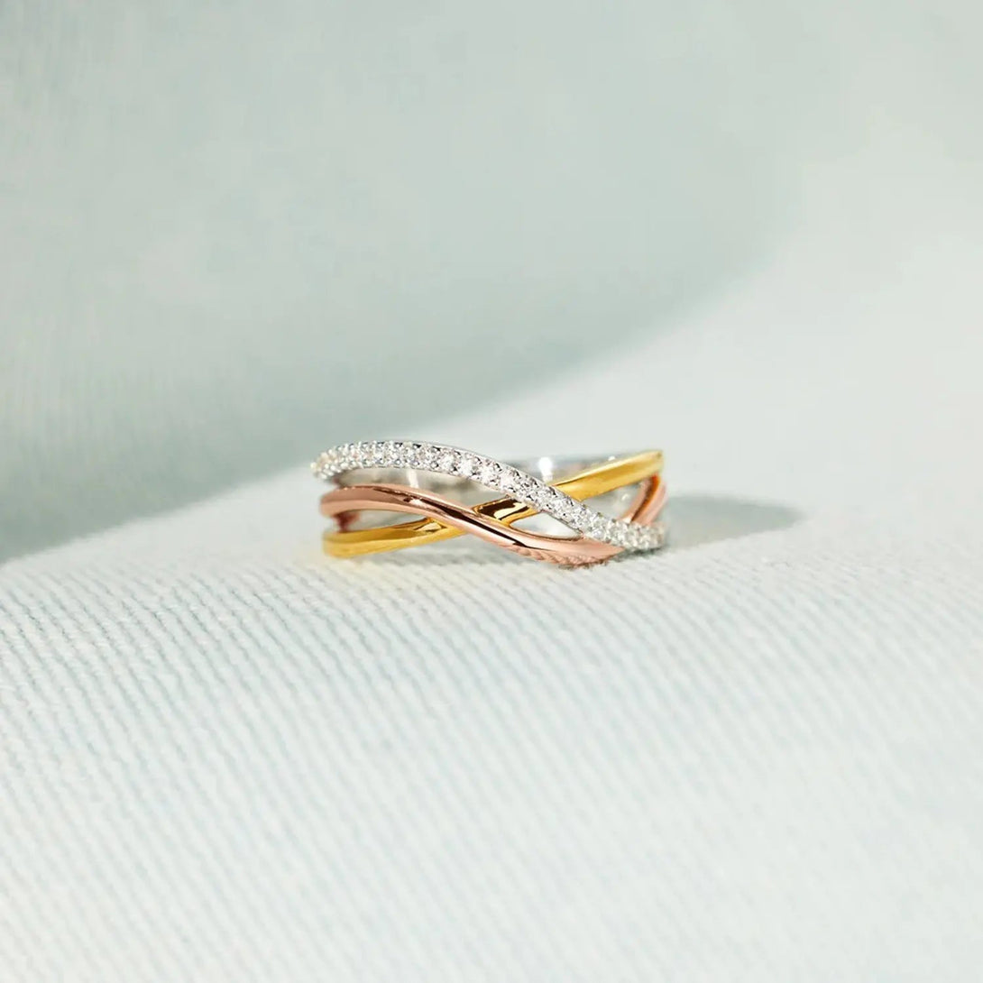Lovcia Crisscross Gold-Plated 925 Sterling Silver Ring-Rings-Gold-6-Gold